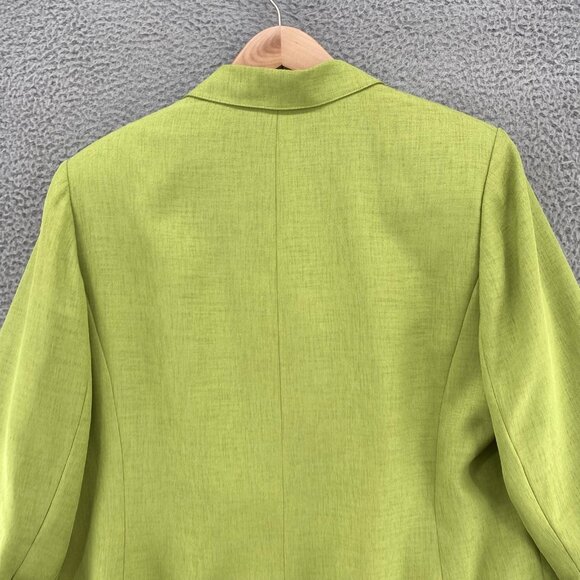 Le Suit Blazer Womens 16W Plus Green Button Front Peak Lapel Office Career Work - Picture 4 of 9